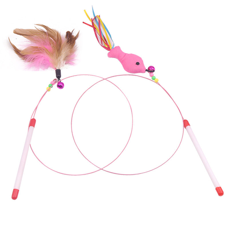 Pet wire feather bell cat toy