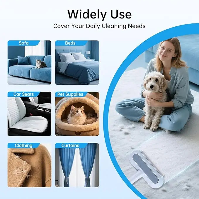Multifunctional Reusable Pet Hair Remover Tool for Furniture - 4-in-1 Adjustable 17.3-Inch Lint Brush for Dog and Cat Hair Removal