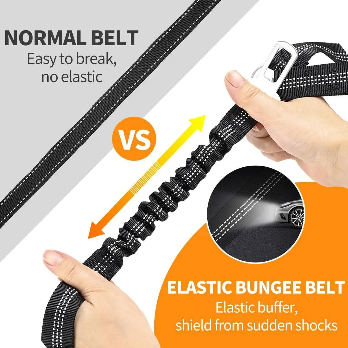 Enhanced Cushioned Dog Car Seat Belt - 3-in-1 Multifunctional Pet Safety Leash with Reflective Nylon, Adjustable Restraint Strap, 360° Rotating Metal Buckle, Compatible with All Car Models for Medium-Sized Dogs