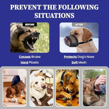 Adjustable Air Mesh Dog Muzzle for Various Breeds - Prevents Biting, Chewing, and Licking