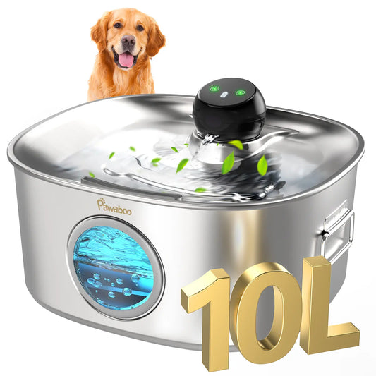 Automatic Dog Water Bowl Dispenser with APP 2.4G Wifi, 10L/2.64Gal Dog Water Fountain for Large Dogs, Multi-Filtered Stainless Steel Cordless Pet Water Dispenser for Big Breeds and Multi-Pet Homes