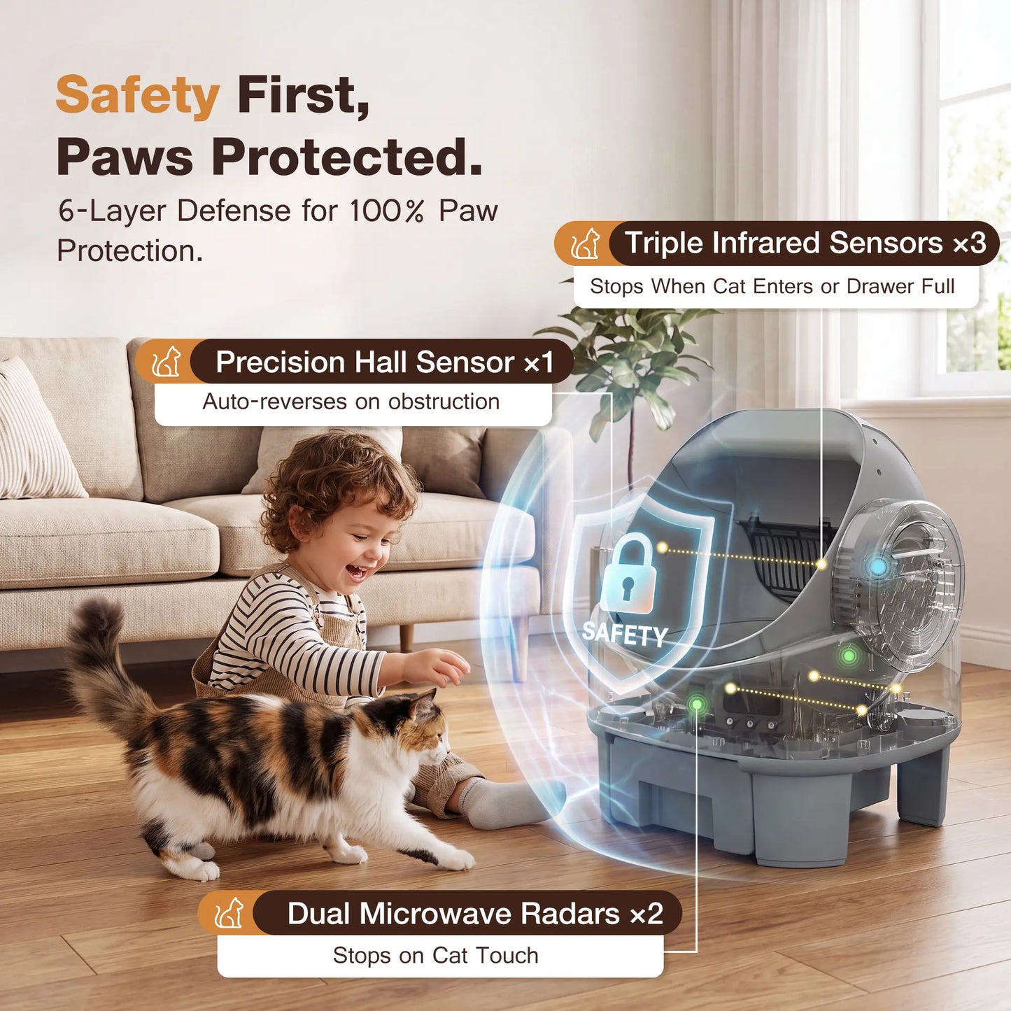Alifuraha Smart Self-Cleaning Automatic Litter Box - Portable Open-Top, 3.5Lbs-22Lbs Mixed Cats, Large Capacity, App-Free Plug-And-Play, 4-Layer Advanced Safety, Easy-Washable Drum, 15-Day Hands-Free Traveling, Odor Control, Auto/Manual Modes, Portable Li