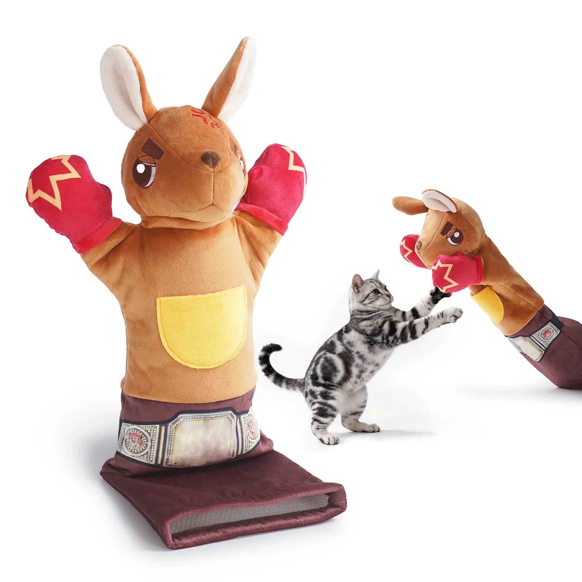 PURETOY Rumble Roo Interactive Cat Wrestling Toy - 22-Inch Animal Print Chicken Puppet with 5 Catnip Pouches and Treat Pocket, Includes Reinforced Protective Glove for Enhanced Bonding and Energy Release, Suitable for All Ages