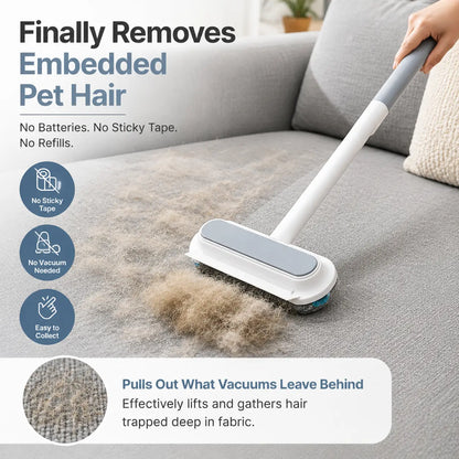 Manual Long-Handle Universal Pet Hair Remover Brush - Reusable, Easy Cleanup, Hair-Gathering Tool for Sofa, Carpet - Dog & Cat Grooming Fabric Cleaner
