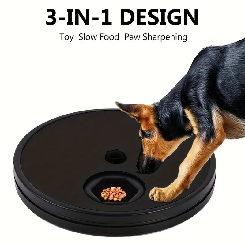 3-In-1 Multifunctional Dog Food Dispenser Plate Bowl, Dog Nail Scratch Pad Dog Nail Grinder Alteractive, Interactive Dog Training Plate Bowl