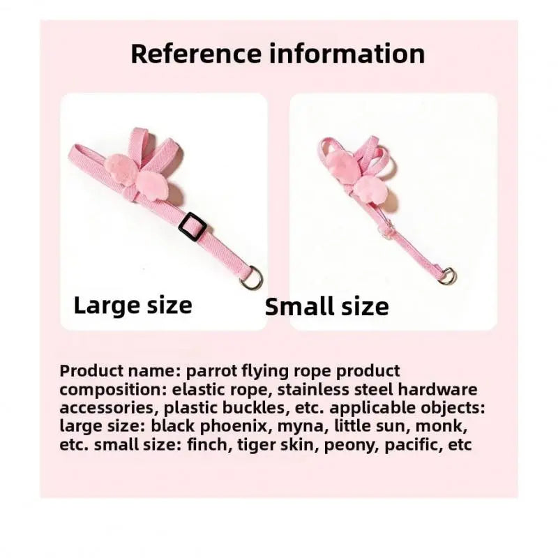 Parrot Harness & Leash Set with Adjustable Vest, Anti-Escape Ultra-Lightweight Bird Training Accessory with Elastic Cords for Cockatiels, Conures (Outdoor Flying Use)