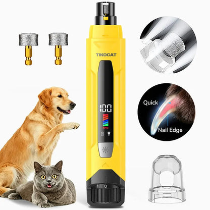 TIKOCAT Pet Nail Grinder,Ultra Quiet Electric Grooming Tool with 4 LED Lights, Safe & Stress-Free for Sensitive Dogs Cats of All Breeds & Sizes, 3 Grinding Bits, 6-Speed,Pet Nail Trimmers, Rechargeable Painless Grooming Trimmer with Dust Cup Sohochic