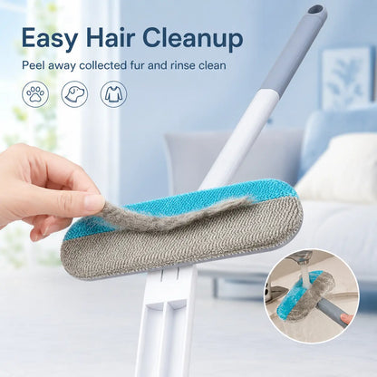 Manual Long-Handle Universal Pet Hair Remover Brush - Reusable, Easy Cleanup, Hair-Gathering Tool for Sofa, Carpet - Dog & Cat Grooming Fabric Cleaner