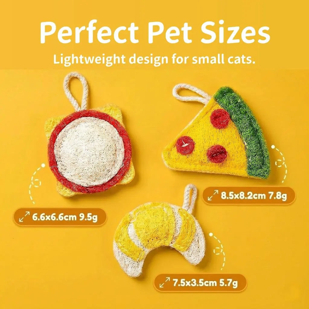 3 Pack Chicken Series Loofah Chew Toys for Cats & Dogs, Chicken Leg Bone Drumstick Egg Natural Plant Fiber Pet Toy with Catnip & Silvervine, Antibacterial Molar Teeth Cleaning Interactive Toy, Non-Toxic Biodegradable