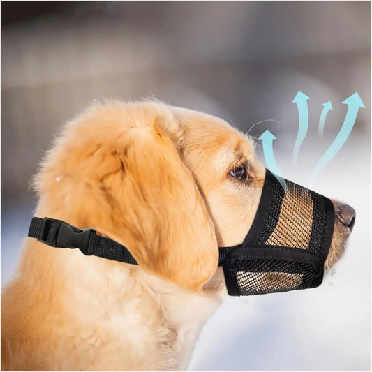 Adjustable Air Mesh Dog Muzzle for Various Breeds - Prevents Biting, Chewing, and Licking