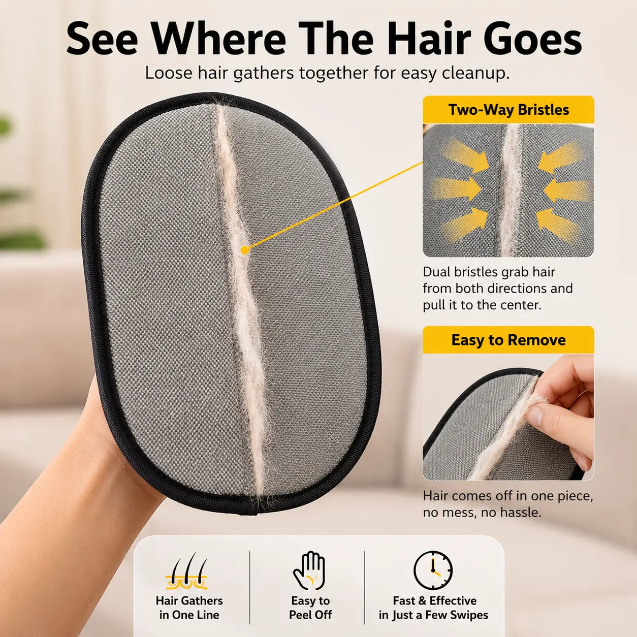 Electrostatic Pet Hair Removal Glove for Dogs and Cats - Reusable Multi-Surface Lint Cleaning Tool for Sofas, Clothing, Beds, and Car Seats