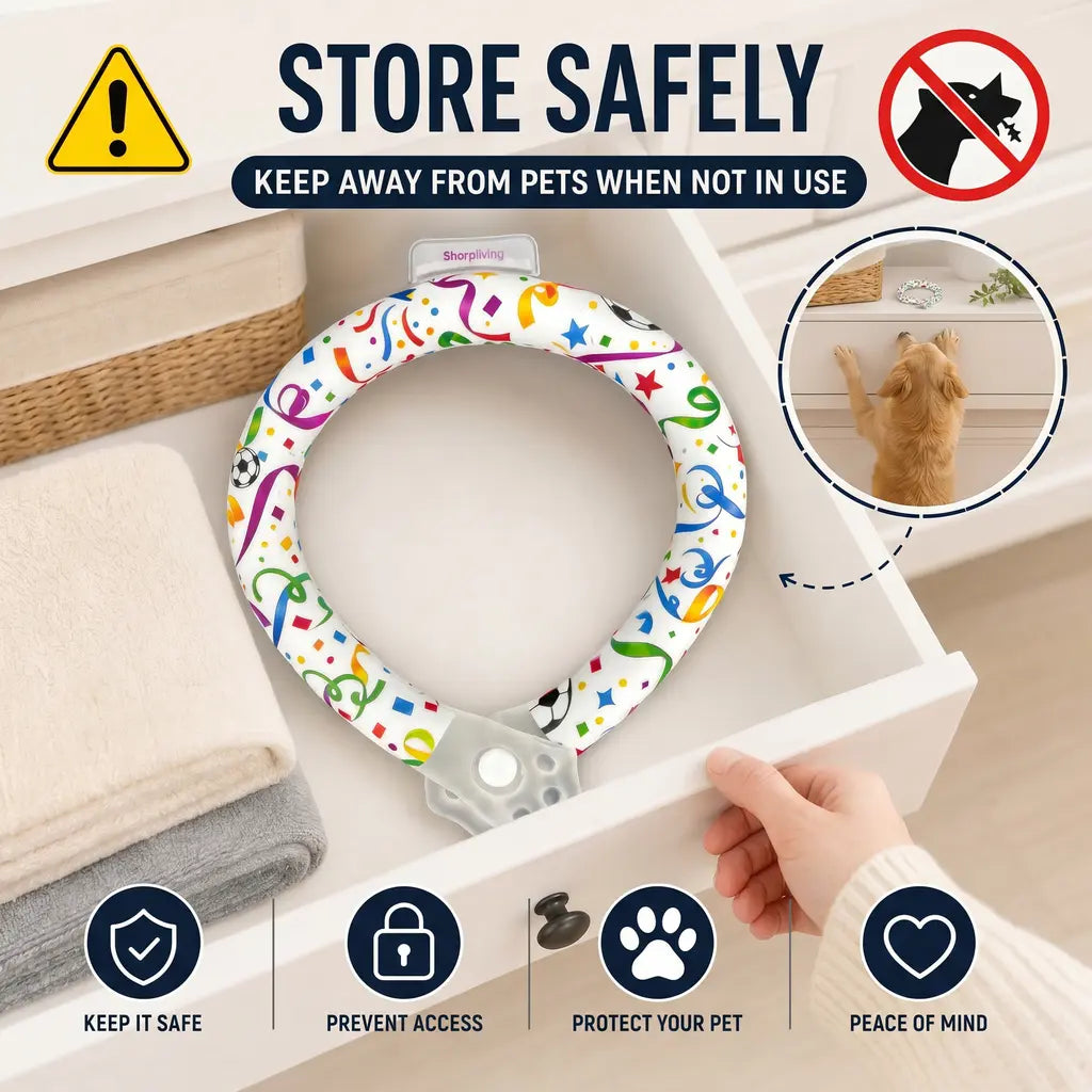 Reusable Pet Cooling Collar, 64°F PCM Ice Ring for Dogs & Cats, No Condensation Sweat-Free Dog Neck Ring, Fast Freeze Instant Heat Relief Neck Wrap for Summer Outdoor Walking, Travel & Anti-Heatstroke, Safe Premium TPU Chill Loop for Puppy & Large Dogs