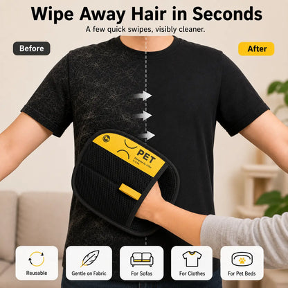 Electrostatic Pet Hair Removal Glove for Dogs and Cats - Reusable Multi-Surface Lint Cleaning Tool for Sofas, Clothing, Beds, and Car Seats
