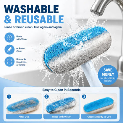 Enhanced Pet Hair Removal Tool for Dogs and Cats, Reusable Lint Brush with Adjustable Long Handle, Portable Fur Remover for Furniture, Carpets, Bedding, Clothes, and Car Seats, Washable Multi-Surface Cleaner, 4-in-1 Design