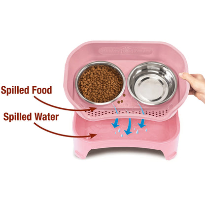 Neater Pets Neater Feeder Express for Cats - Elevated Mess-Proof Pet Bowls with Raised Walls for Enhanced Digestion - Dishwasher Safe and Easy to Clean - Made in the USA