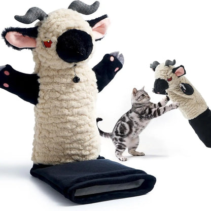 PURETOY Rumble Roo Interactive Cat Wrestling Toy - 22-Inch Animal Print Chicken Puppet with 5 Catnip Pouches and Treat Pocket, Includes Reinforced Protective Glove for Enhanced Bonding and Energy Release, Suitable for All Ages