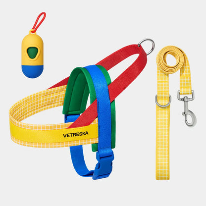 VETRESKA Moma Adjustable Dog Harness and Leash Set for Small to Medium Dogs, No Pull Design for Walking and Training, Anti-Twist Pet Lead Combo