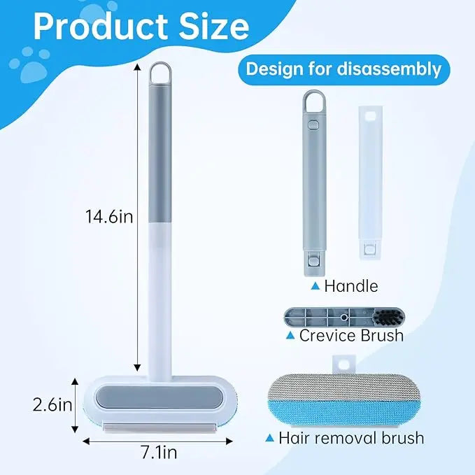 Multifunctional Reusable Pet Hair Remover Tool for Furniture - 4-in-1 Adjustable 17.3-Inch Lint Brush for Dog and Cat Hair Removal