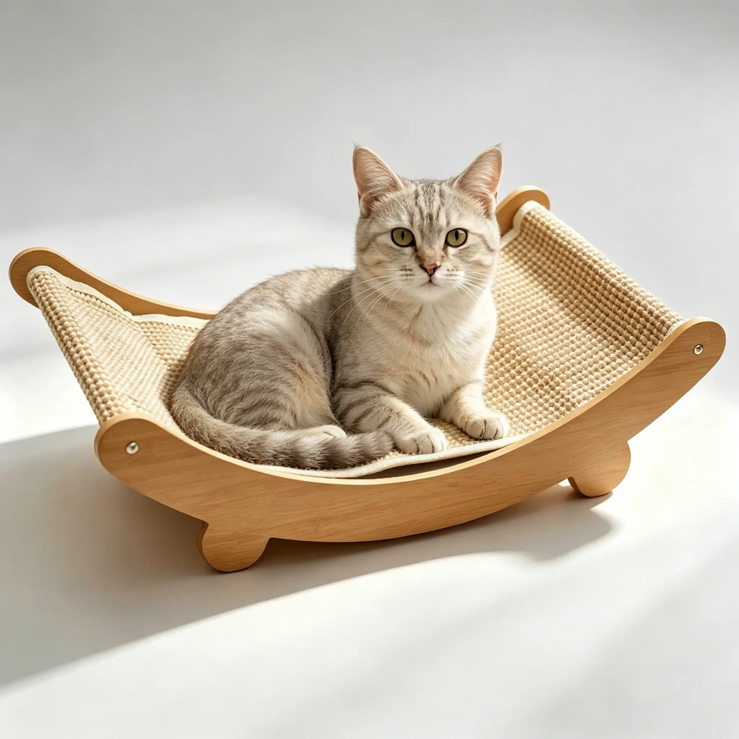 Natural Fiber Cat Scratching Bed and Durable Scratch Board - Large Claw Pad to Prevent Furniture Damage - Wooden Pet Home Decor with Natural Sisal Scratcher