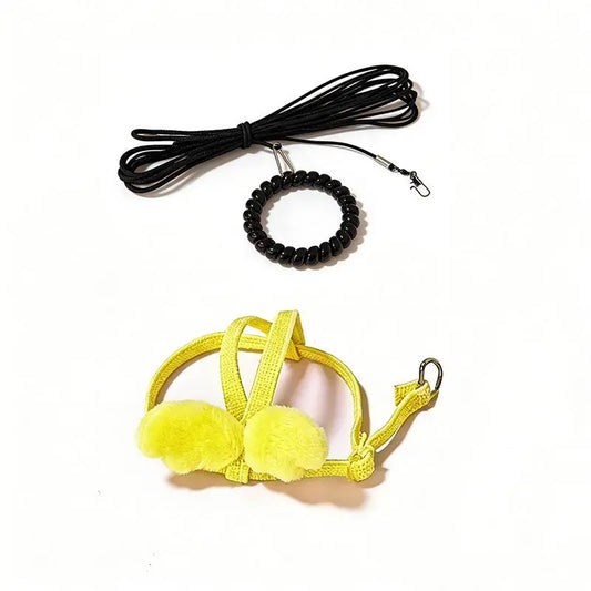 Parrot Harness & Leash Set with Adjustable Vest, Anti-Escape Ultra-Lightweight Bird Training Accessory with Elastic Cords for Cockatiels, Conures (Outdoor Flying Use)