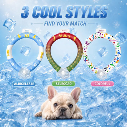 Reusable Pet Cooling Collar, 64°F PCM Ice Ring for Dogs & Cats, No Condensation Sweat-Free Dog Neck Ring, Fast Freeze Instant Heat Relief Neck Wrap for Summer Outdoor Walking, Travel & Anti-Heatstroke, Safe Premium TPU Chill Loop for Puppy & Large Dogs
