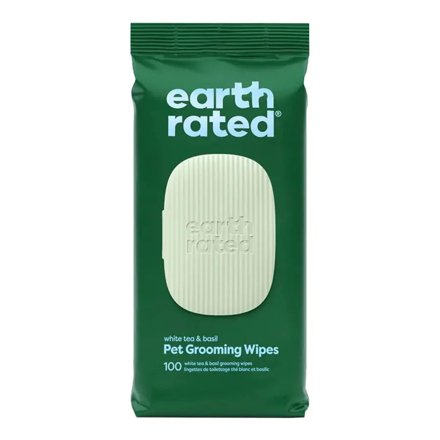 Earth Rated Dog Grooming Wipes with White Tea & Basil - 100 Count