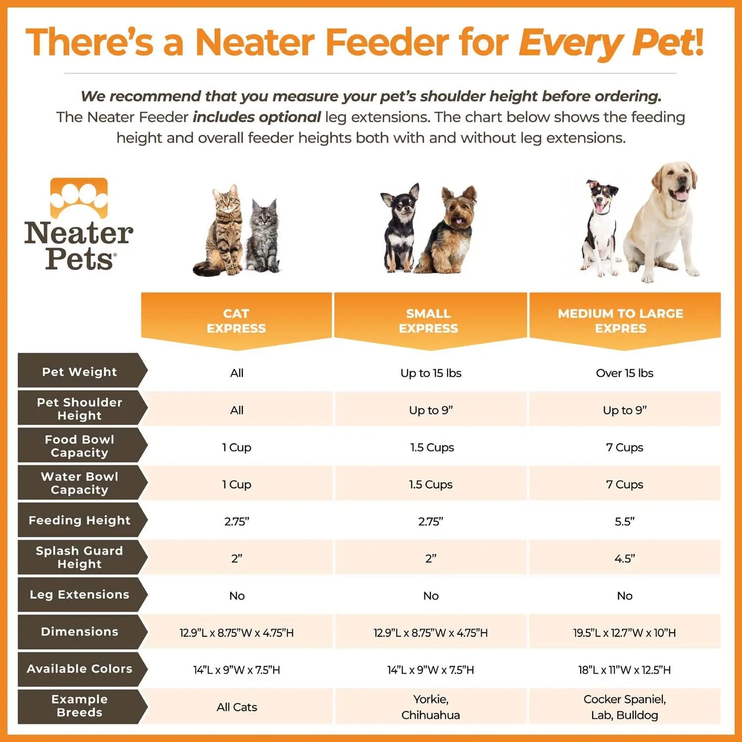 Neater Pets Neater Feeder Express for Cats - Elevated Mess-Proof Pet Bowls with Raised Walls for Enhanced Digestion - Dishwasher Safe and Easy to Clean - Made in the USA