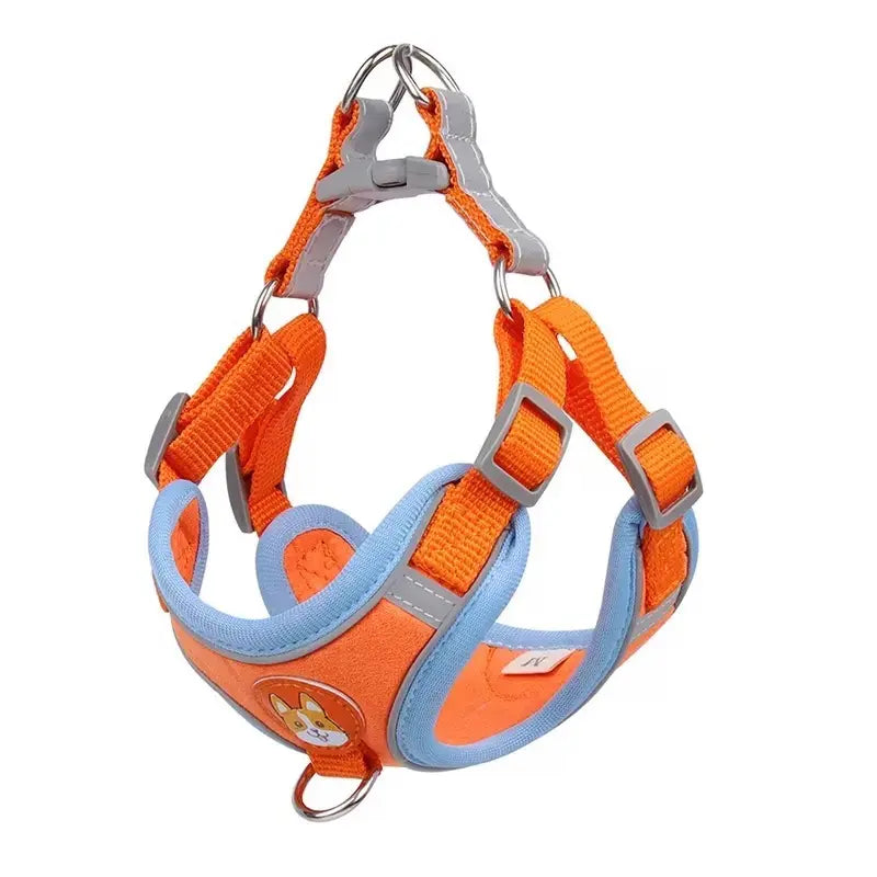 Adjustable 2-Pack Pet Harness and Leash Set, Soft Suede Vest, Durable Reflective Design, Tangle-Free Leash for Effortless Walking, Perfect for Daily Use and Nighttime Activities