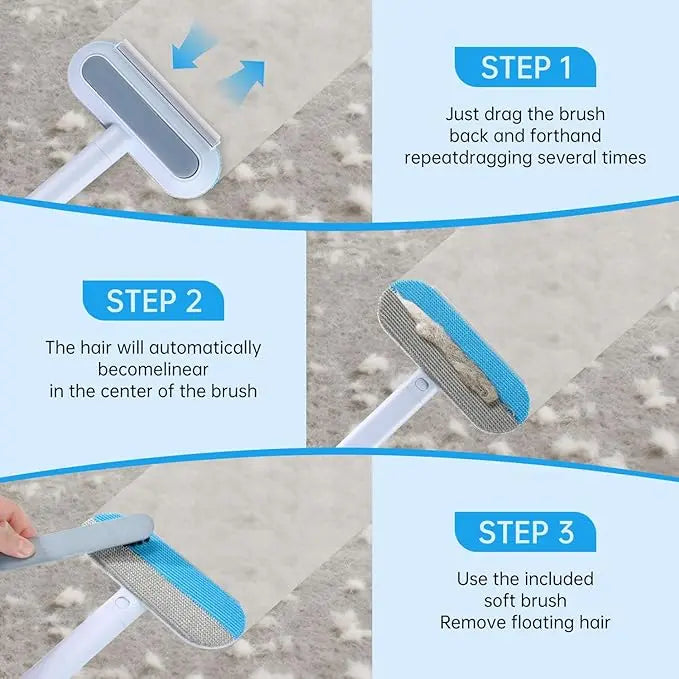 Multifunctional Reusable Pet Hair Remover Tool for Furniture - 4-in-1 Adjustable 17.3-Inch Lint Brush for Dog and Cat Hair Removal