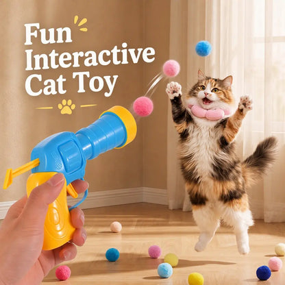 Interactive Cat Toy Launcher Set - 1 Launcher & 30 Plush Balls, Battery-Free, Durable, Indoor Exercise & Boredom Relief, Ideal Gift for Kittens & Adult Cats