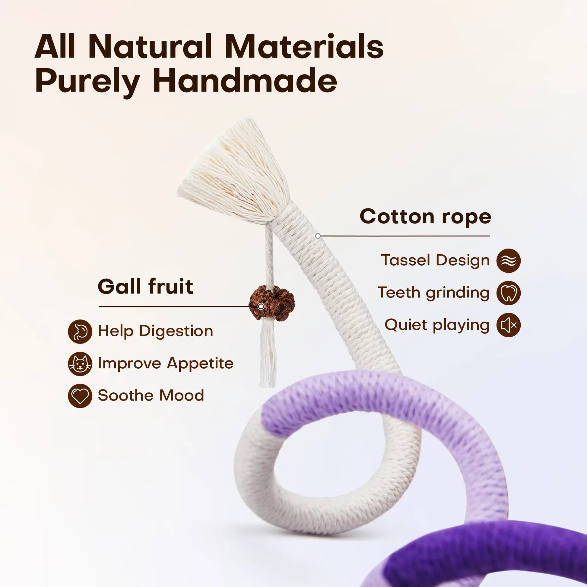Potaroma 3-Pack Organic Cotton Snake Shape Interactive Cat Chew Ropes - Dental Care Toys for Indoor Kittens, Calming, Fights Tartar, Fresh Breath, Encourages Indoor Play, Tartar Fight Help, Keeps Breath Fresh,Back to School
