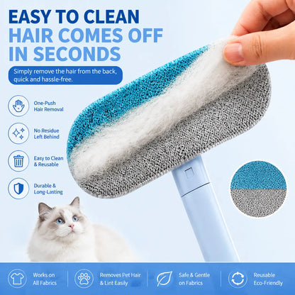 Enhanced Pet Hair Removal Tool for Dogs and Cats, Reusable Lint Brush with Adjustable Long Handle, Portable Fur Remover for Furniture, Carpets, Bedding, Clothes, and Car Seats, Washable Multi-Surface Cleaner, 4-in-1 Design