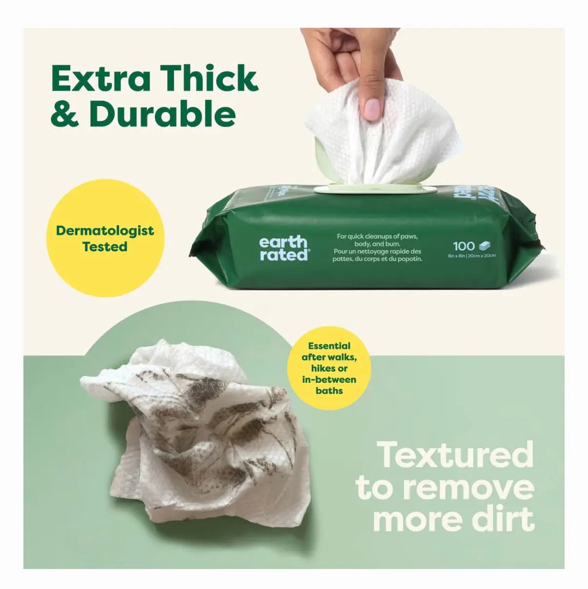 Earth Rated Dog Grooming Wipes with White Tea & Basil - 100 Count