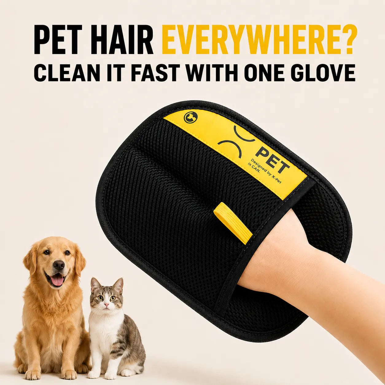 Electrostatic Pet Hair Removal Glove for Dogs and Cats - Reusable Multi-Surface Lint Cleaning Tool for Sofas, Clothing, Beds, and Car Seats