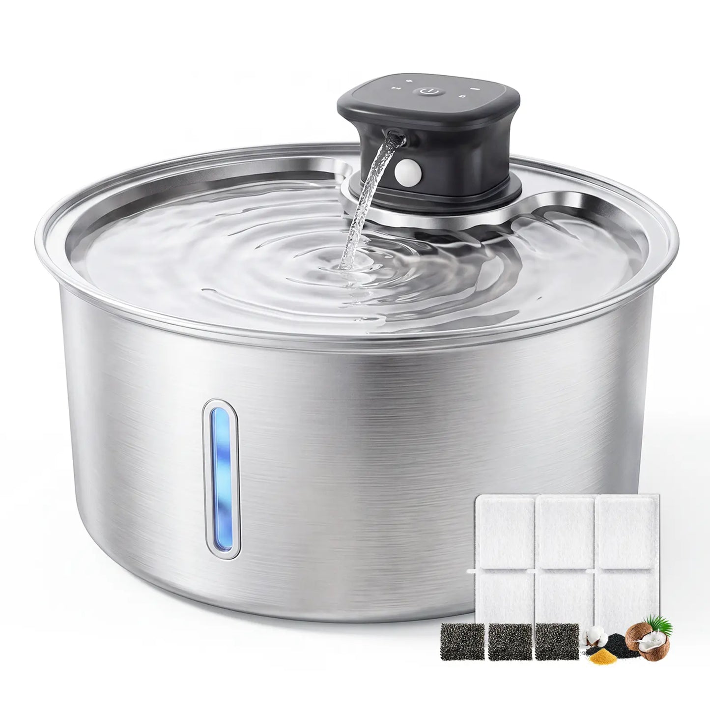 Stainless Steel Cat Water Fountain, 108Oz/3.2L Automatic Wireless Pet Water Dispenser with Sensor, Dog Fountain Water Bowl, Stainless Steel Dog Water Fountain, Pet Drinking Fountain, Ideal Gift for Cats and Dogs