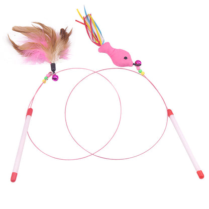 Pet wire feather bell cat toy