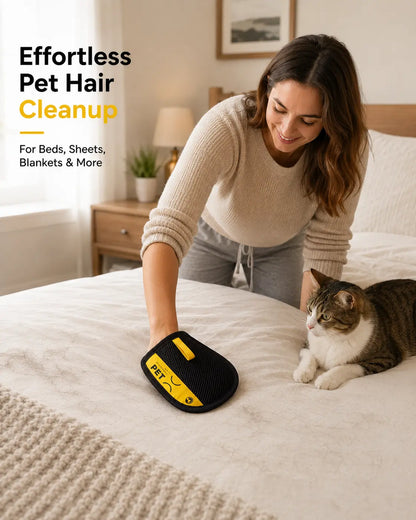 Electrostatic Pet Hair Removal Glove for Dogs and Cats - Reusable Multi-Surface Lint Cleaning Tool for Sofas, Clothing, Beds, and Car Seats