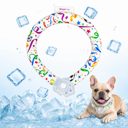 Reusable Pet Cooling Collar, 64°F PCM Ice Ring for Dogs & Cats, No Condensation Sweat-Free Dog Neck Ring, Fast Freeze Instant Heat Relief Neck Wrap for Summer Outdoor Walking, Travel & Anti-Heatstroke, Safe Premium TPU Chill Loop for Puppy & Large Dogs