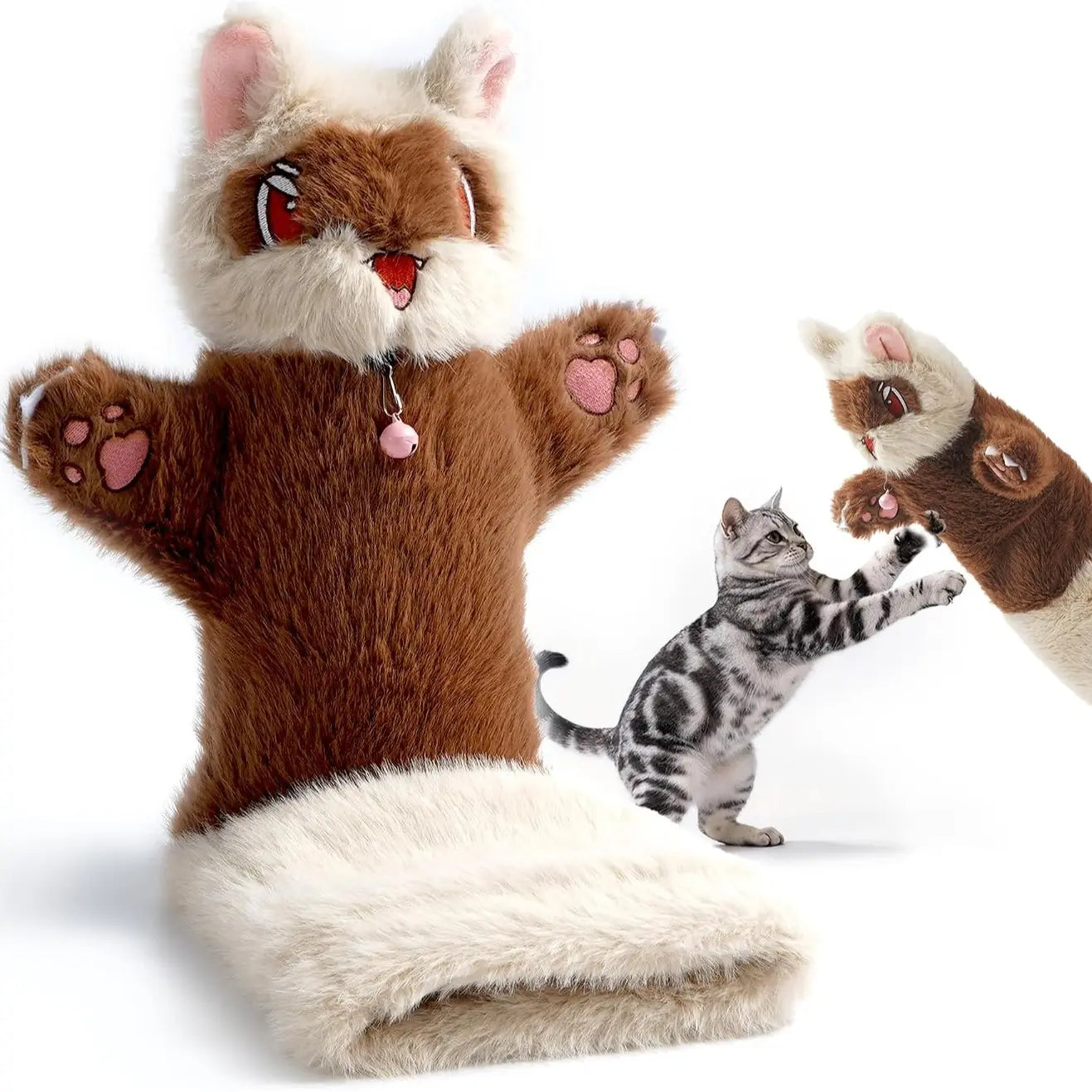 PURETOY Rumble Roo Interactive Cat Wrestling Toy - 22-Inch Animal Print Chicken Puppet with 5 Catnip Pouches and Treat Pocket, Includes Reinforced Protective Glove for Enhanced Bonding and Energy Release, Suitable for All Ages