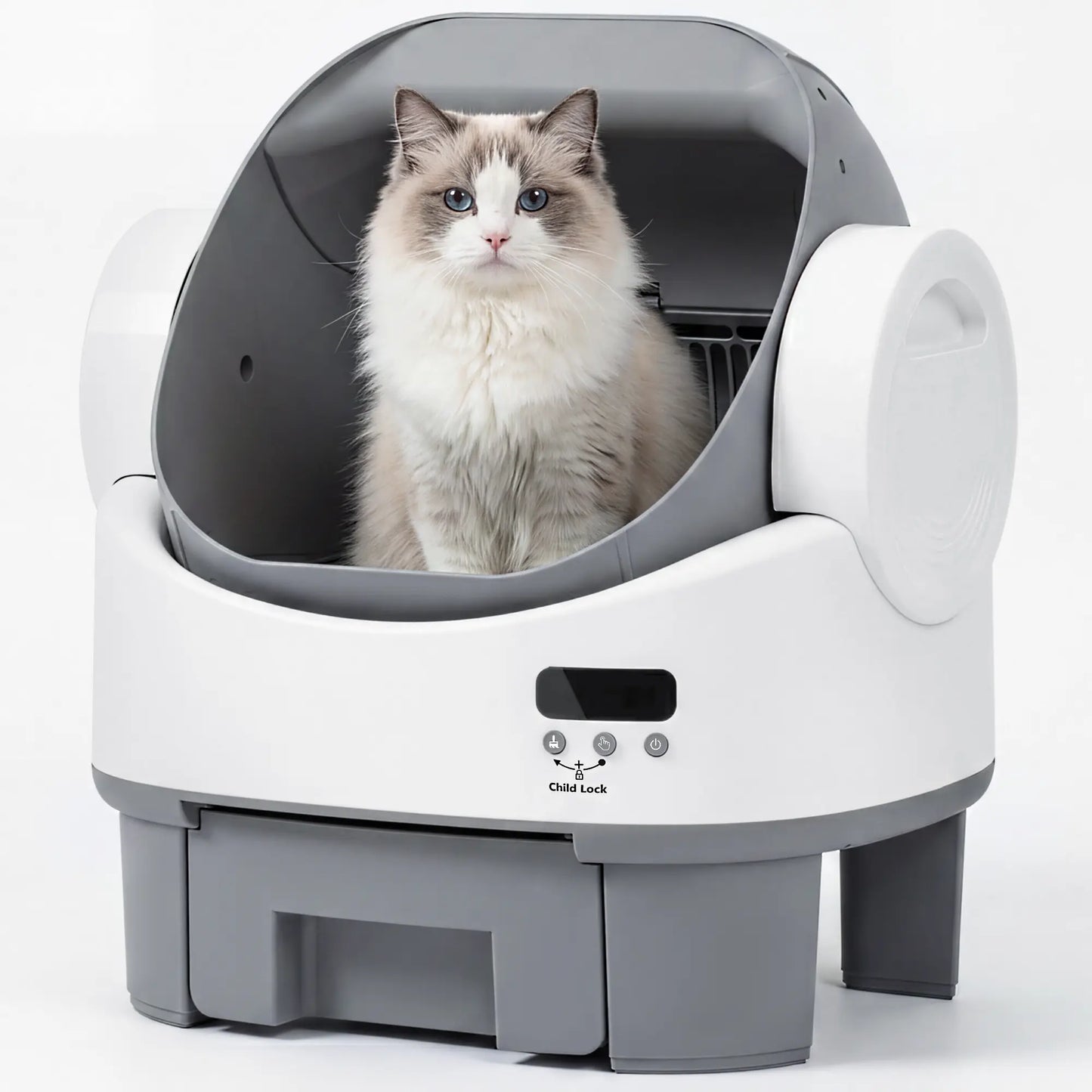 Alifuraha Smart Self-Cleaning Automatic Litter Box - Portable Open-Top, 3.5Lbs-22Lbs Mixed Cats, Large Capacity, App-Free Plug-And-Play, 4-Layer Advanced Safety, Easy-Washable Drum, 15-Day Hands-Free Traveling, Odor Control, Auto/Manual Modes, Portable Li