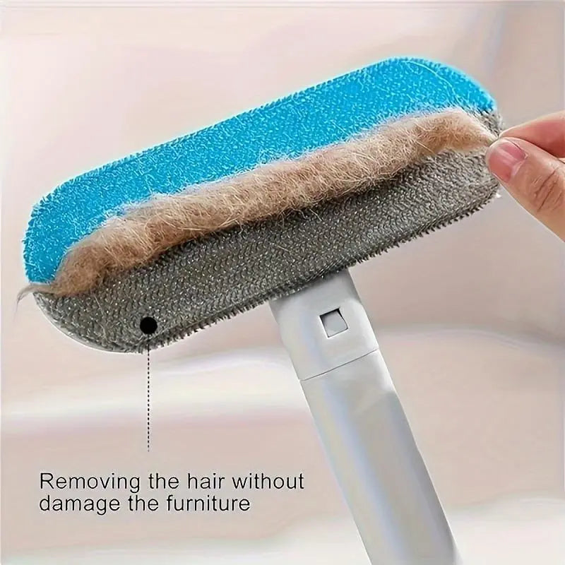 Manual Long-Handle Universal Pet Hair Remover Brush - Reusable, Easy Cleanup, Hair-Gathering Tool for Sofa, Carpet - Dog & Cat Grooming Fabric Cleaner