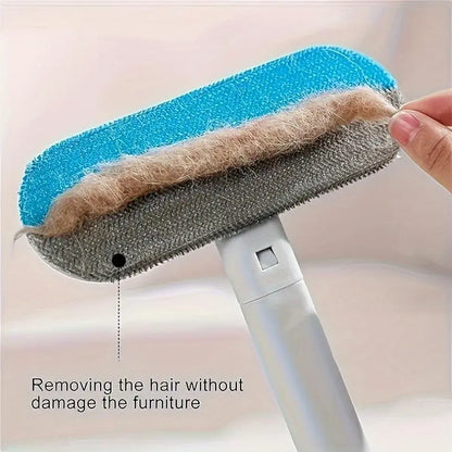Manual Long-Handle Universal Pet Hair Remover Brush - Reusable, Easy Cleanup, Hair-Gathering Tool for Sofa, Carpet - Dog & Cat Grooming Fabric Cleaner