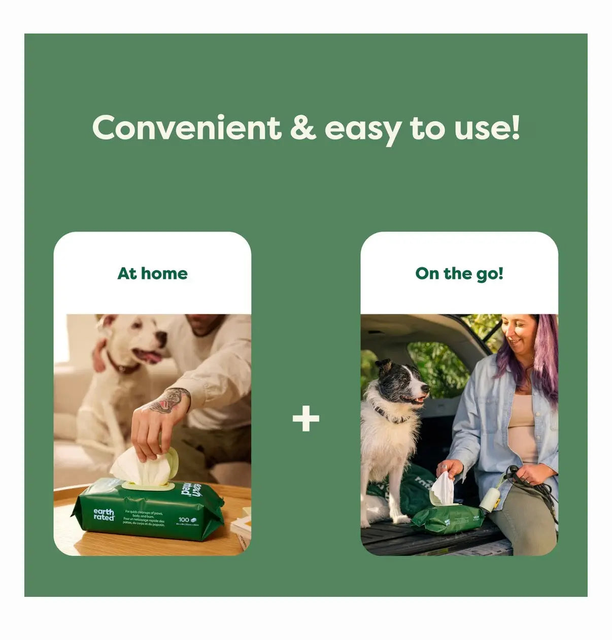 Earth Rated Dog Grooming Wipes with White Tea & Basil - 100 Count