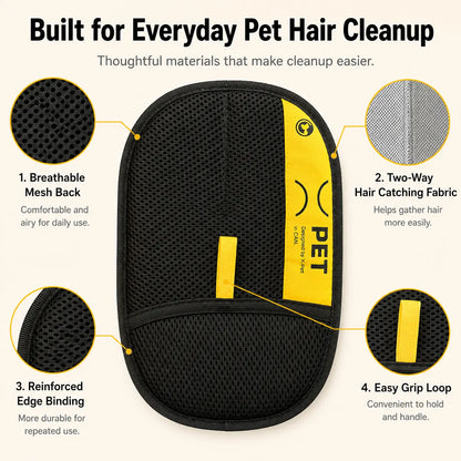Electrostatic Pet Hair Removal Glove for Dogs and Cats - Reusable Multi-Surface Lint Cleaning Tool for Sofas, Clothing, Beds, and Car Seats