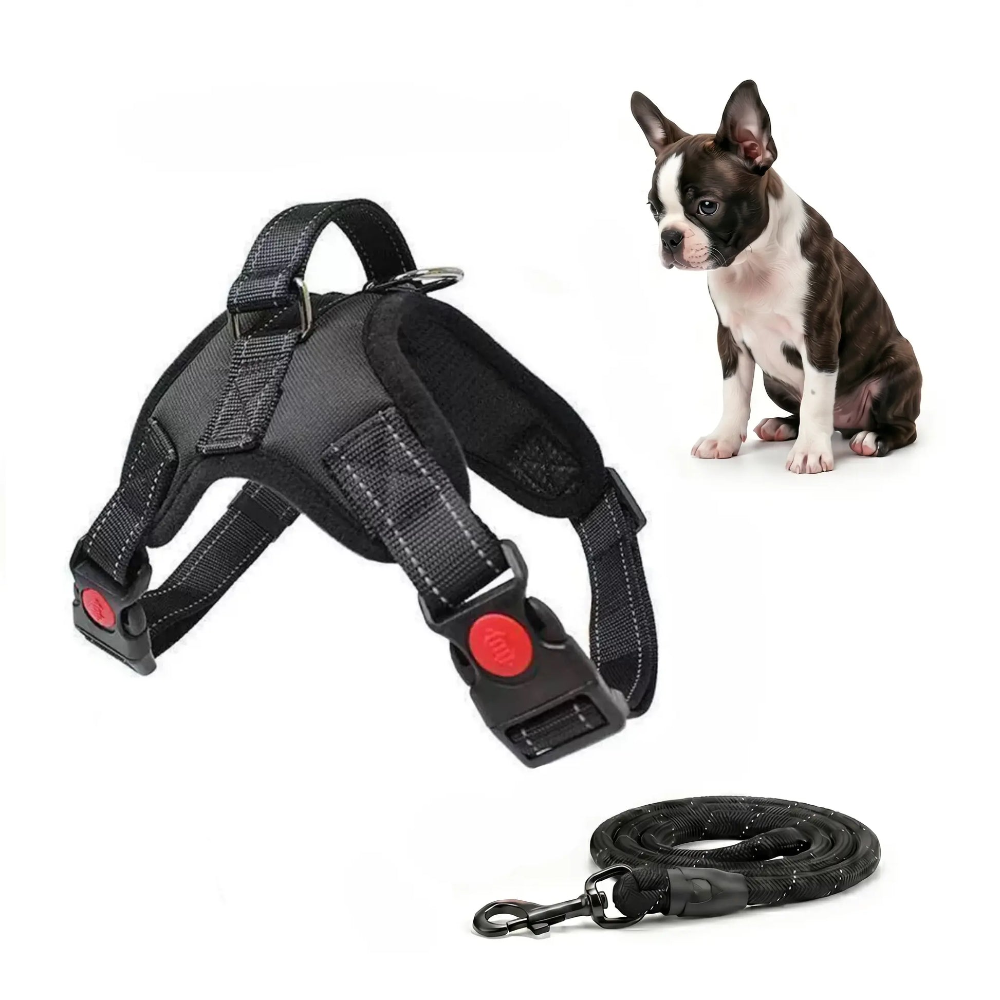 Durable Reflective No-Pull Dog Harness and Leash Set - 5FT Adjustable Leash Included, Breathable Design for Comfortable Daily Walks, Ideal for Puppies