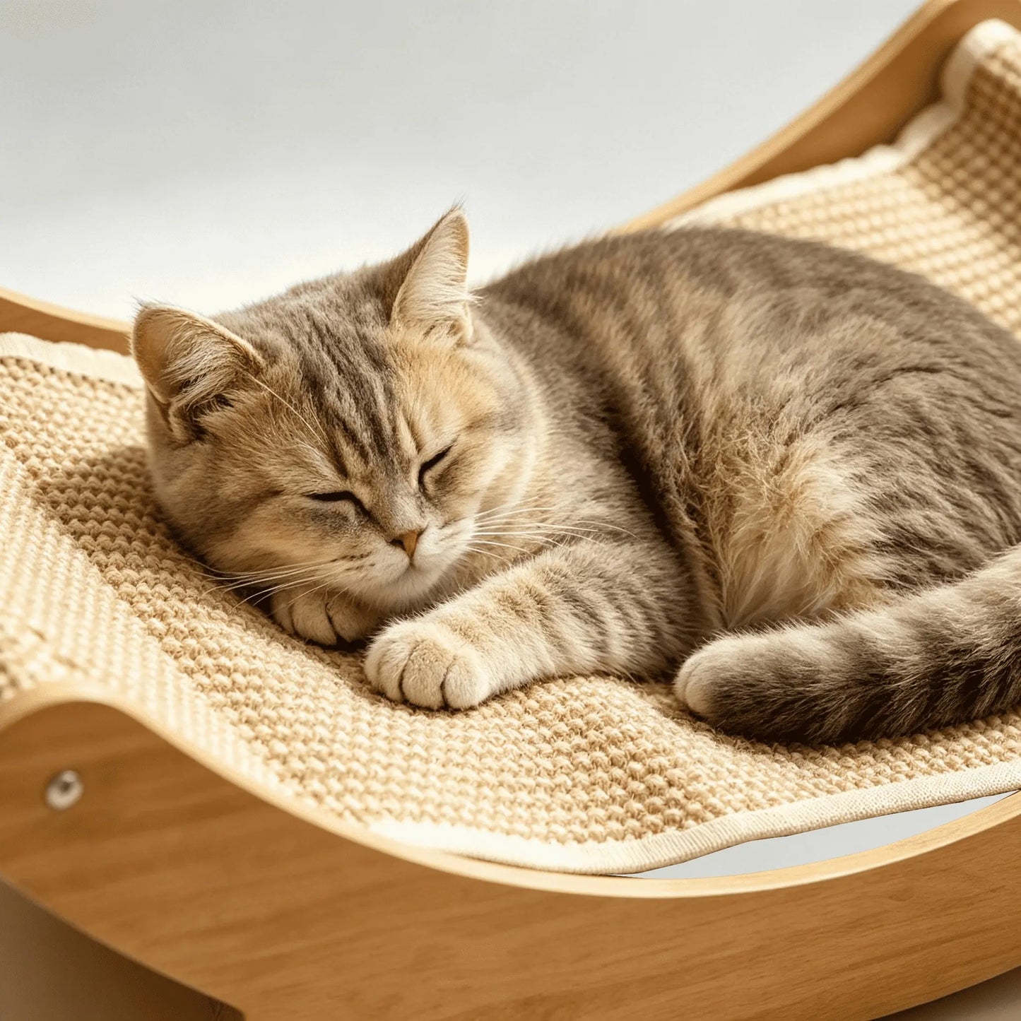 Natural Fiber Cat Scratching Bed and Durable Scratch Board - Large Claw Pad to Prevent Furniture Damage - Wooden Pet Home Decor with Natural Sisal Scratcher