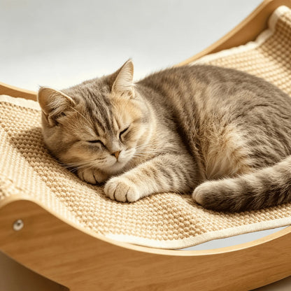 Natural Fiber Cat Scratching Bed and Durable Scratch Board - Large Claw Pad to Prevent Furniture Damage - Wooden Pet Home Decor with Natural Sisal Scratcher