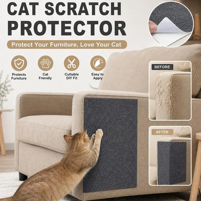 11.85In*39.3In，Cat Scratch Protector for Furniture – Protect Leather Couch from Claws, anti Scratch Tape for Sofa Arms Corners, Clear Sticky Scratch Deterrent Pad, Easy to Install Weird Stickers Iridescent Stained Glass Window Film