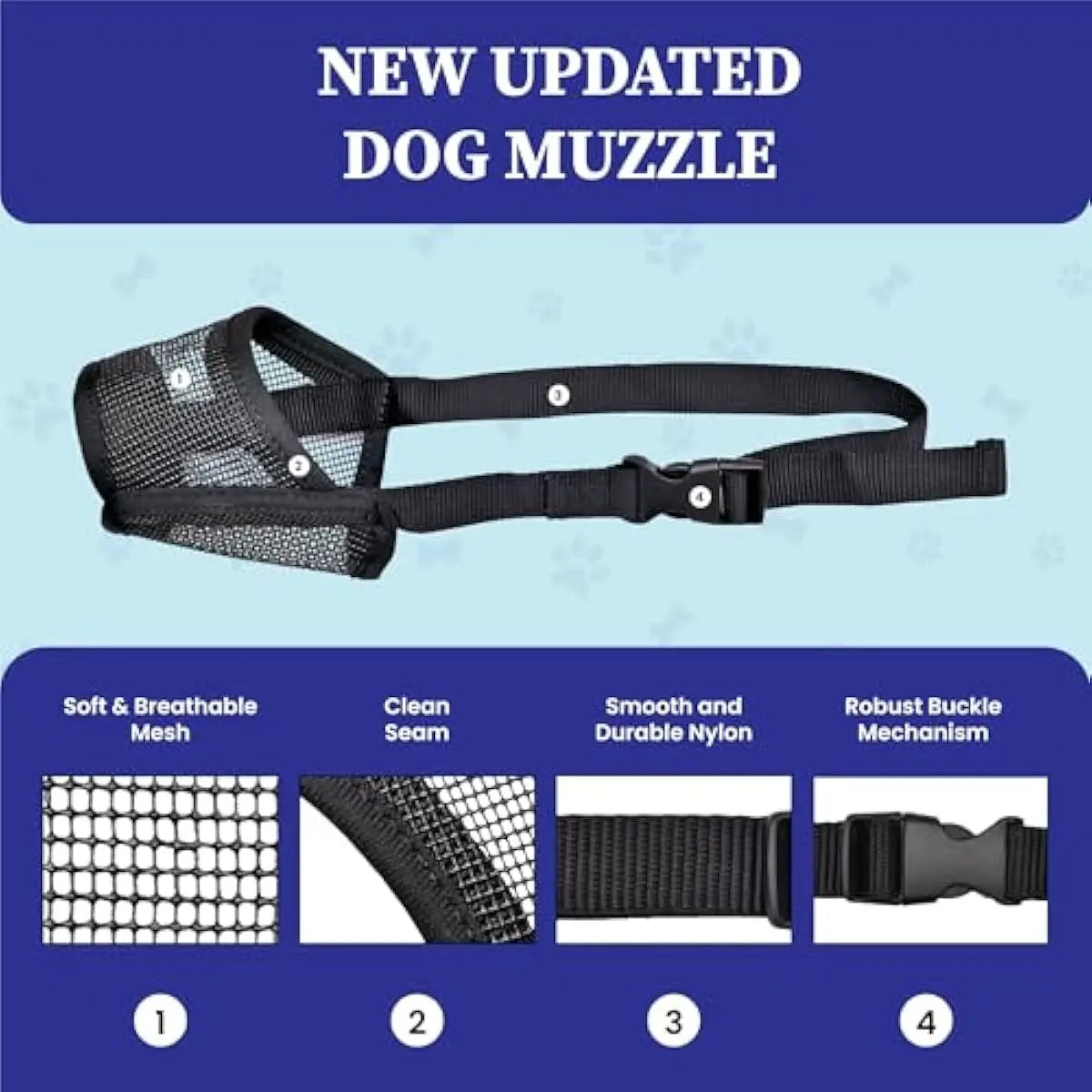 Adjustable Air Mesh Dog Muzzle for Various Breeds - Prevents Biting, Chewing, and Licking
