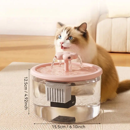 Cat Fountain Water Dispenser, Transparent Design, Quiet Operation, USB Powered, Recirculating Filter, Indoor Cat Drinking Accessory